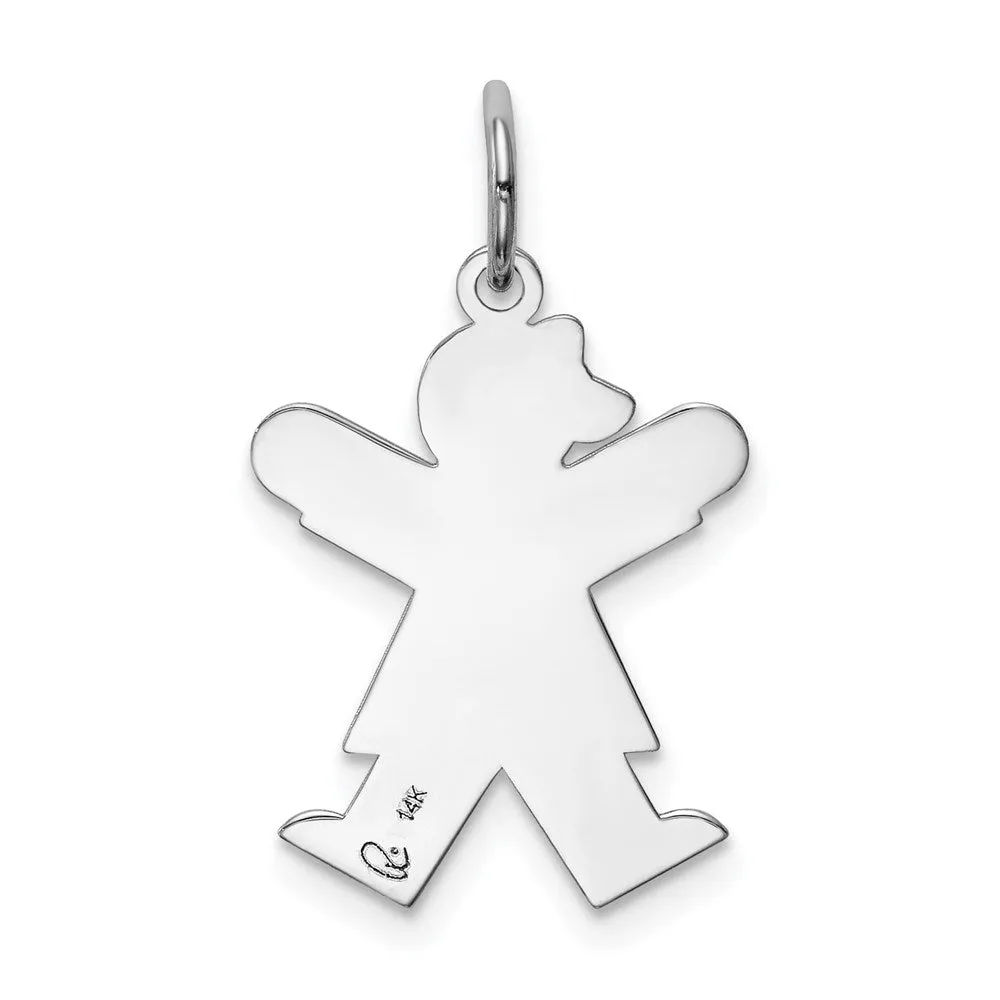 14k White Gold Kid Charm