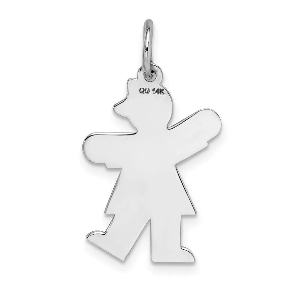 14k White Gold Kid Charm