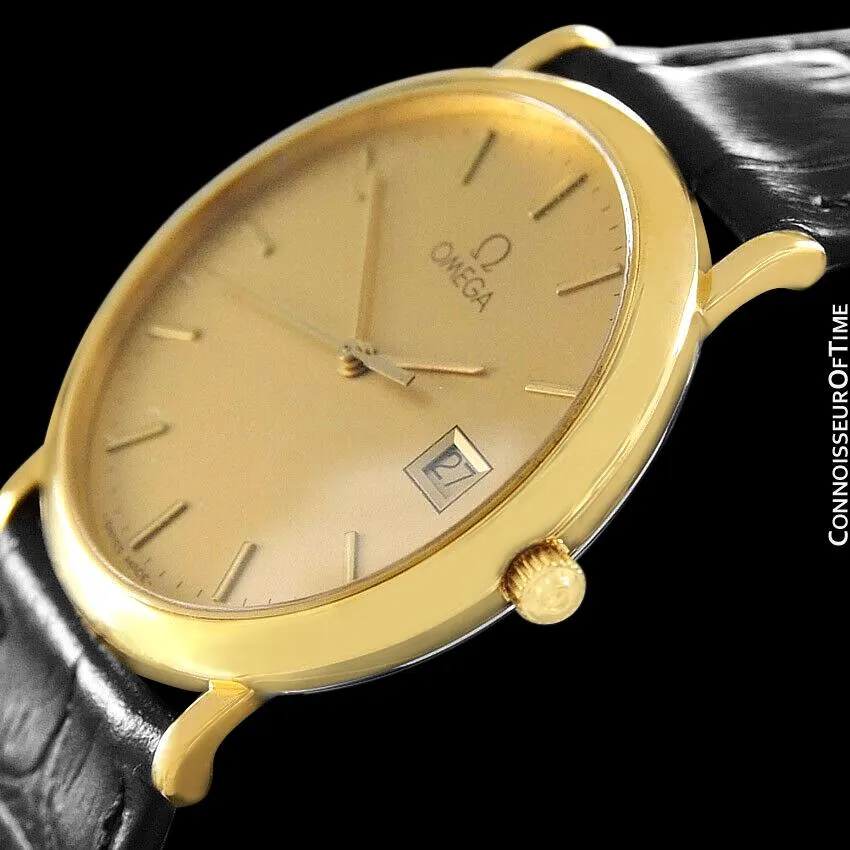 1991 Omega De Ville Mens Midsize Ultra Thin Watch - 18K Gold Plated and Stainless Steel