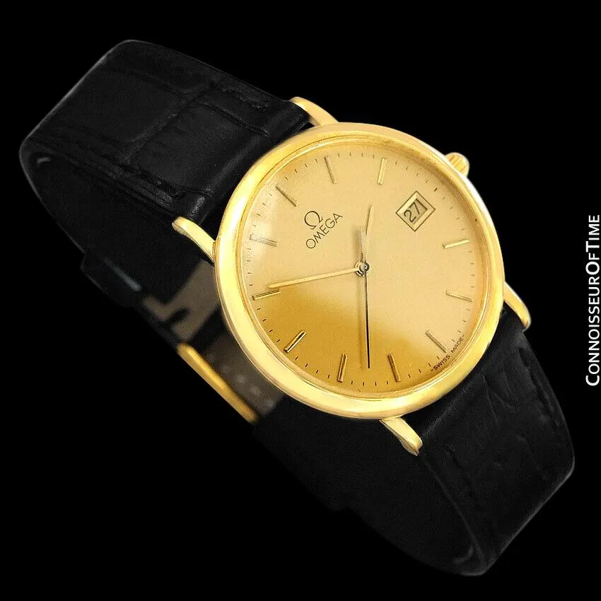 1991 Omega De Ville Mens Midsize Ultra Thin Watch - 18K Gold Plated and Stainless Steel