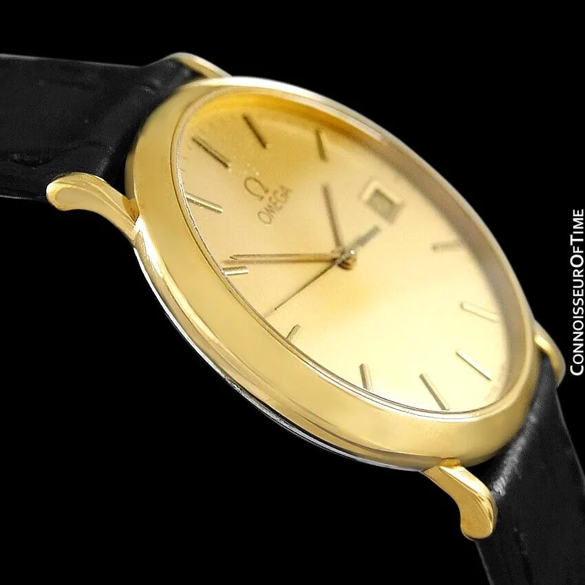 1991 Omega De Ville Mens Midsize Ultra Thin Watch - 18K Gold Plated and Stainless Steel