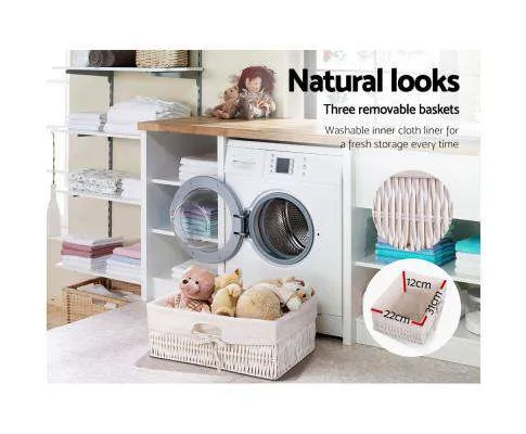 3 Basket Storage Drawers - White