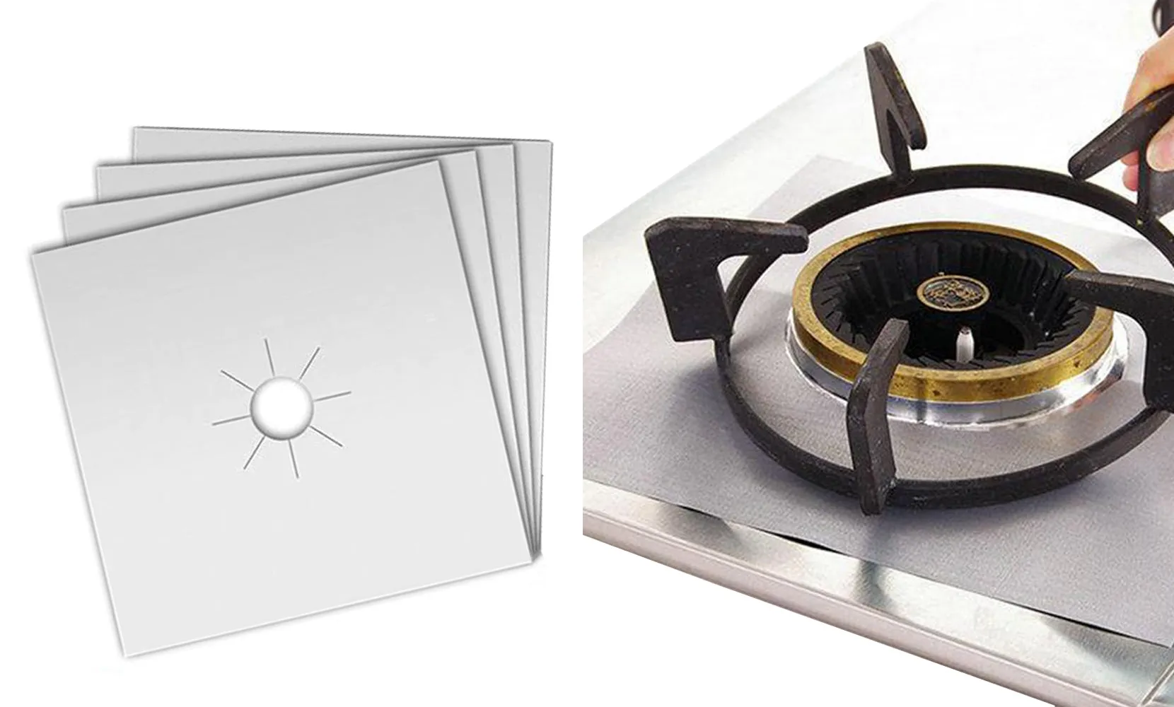 4-Pack:Stove Burner Covers - Gas Stove Protectors Non-Stick, Fast Clean Liners for Kitchen/Cooking