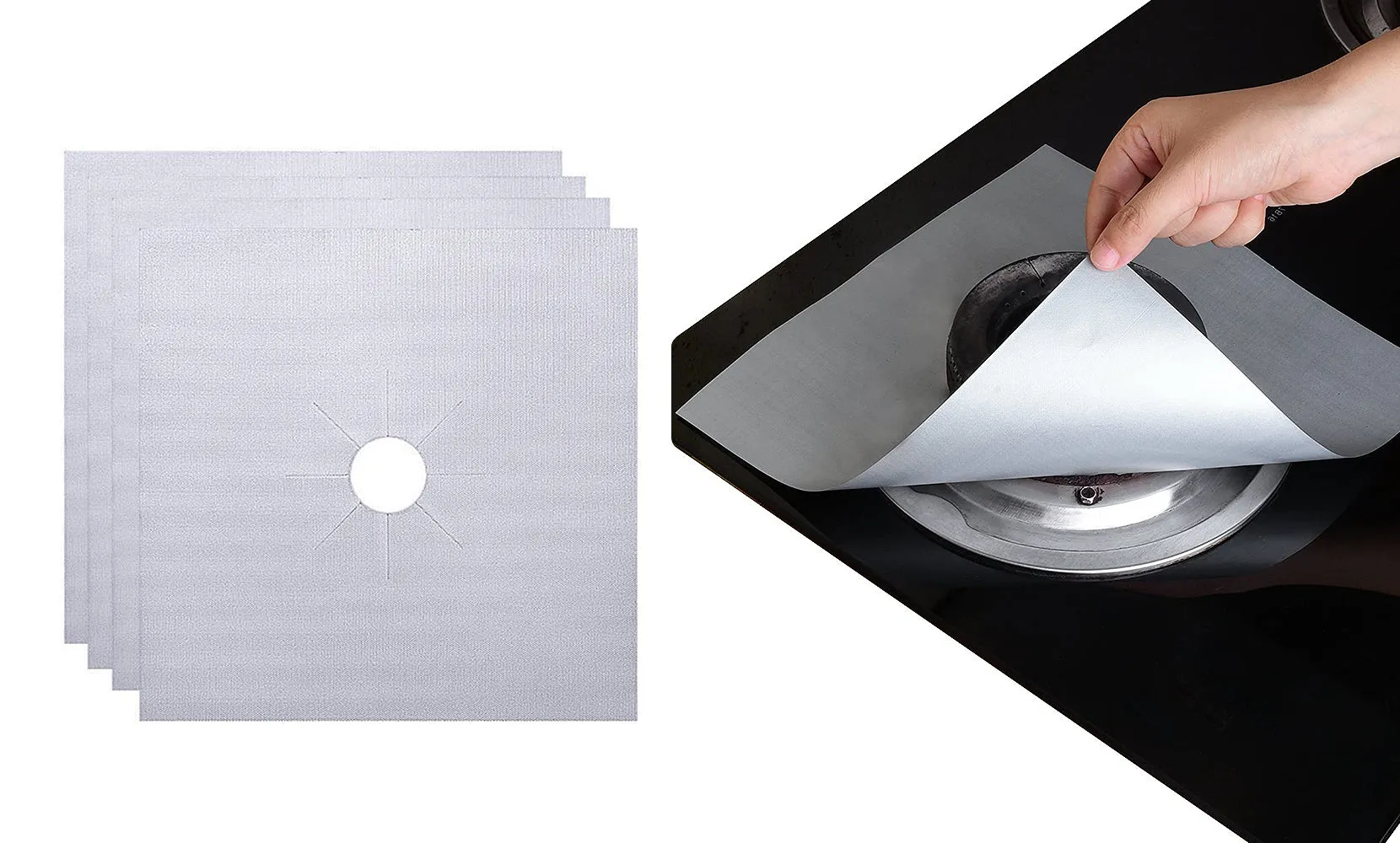 4-Pack:Stove Burner Covers - Gas Stove Protectors Non-Stick, Fast Clean Liners for Kitchen/Cooking