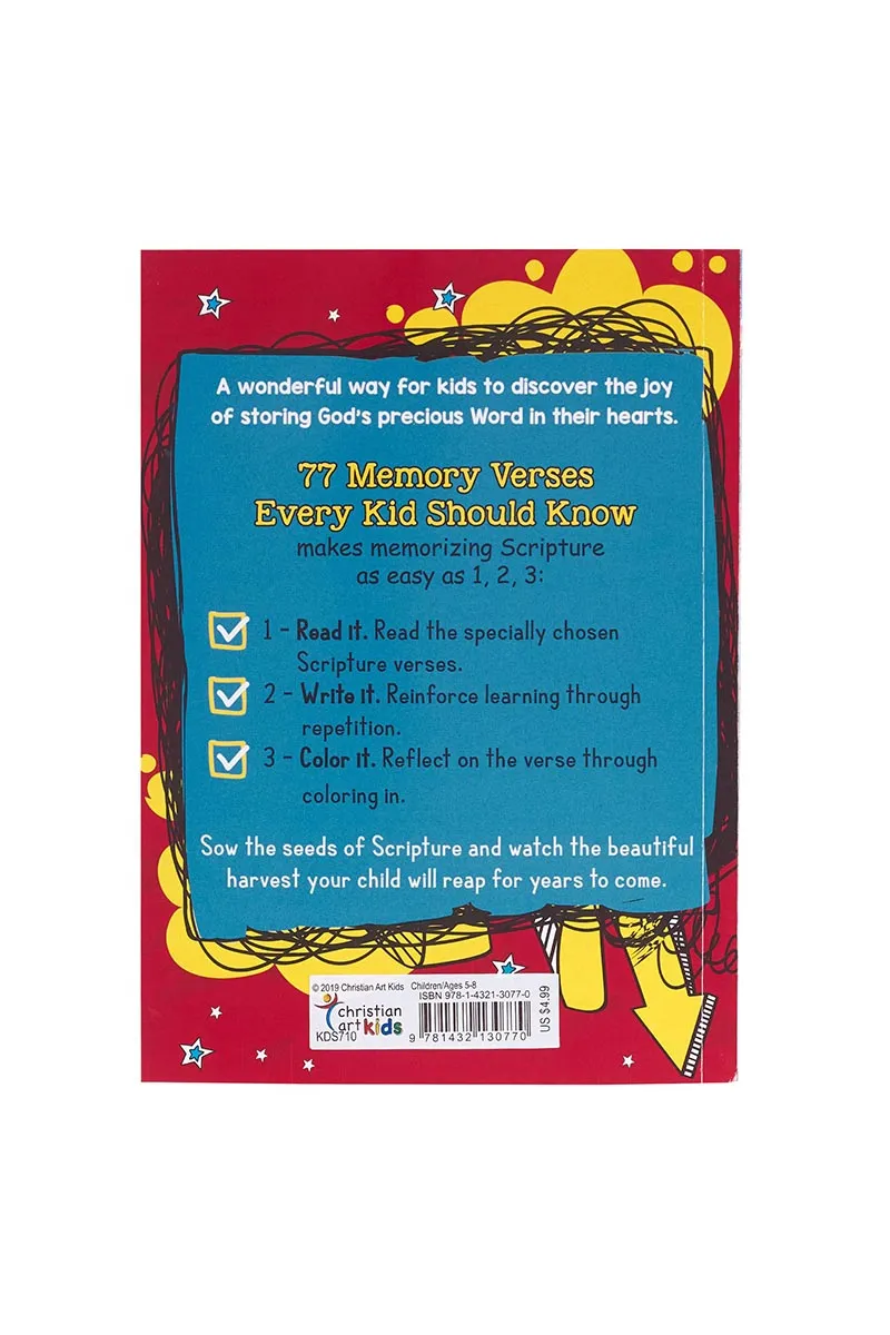 77 Memory Verses Every Kid Should Know Softcover Book
