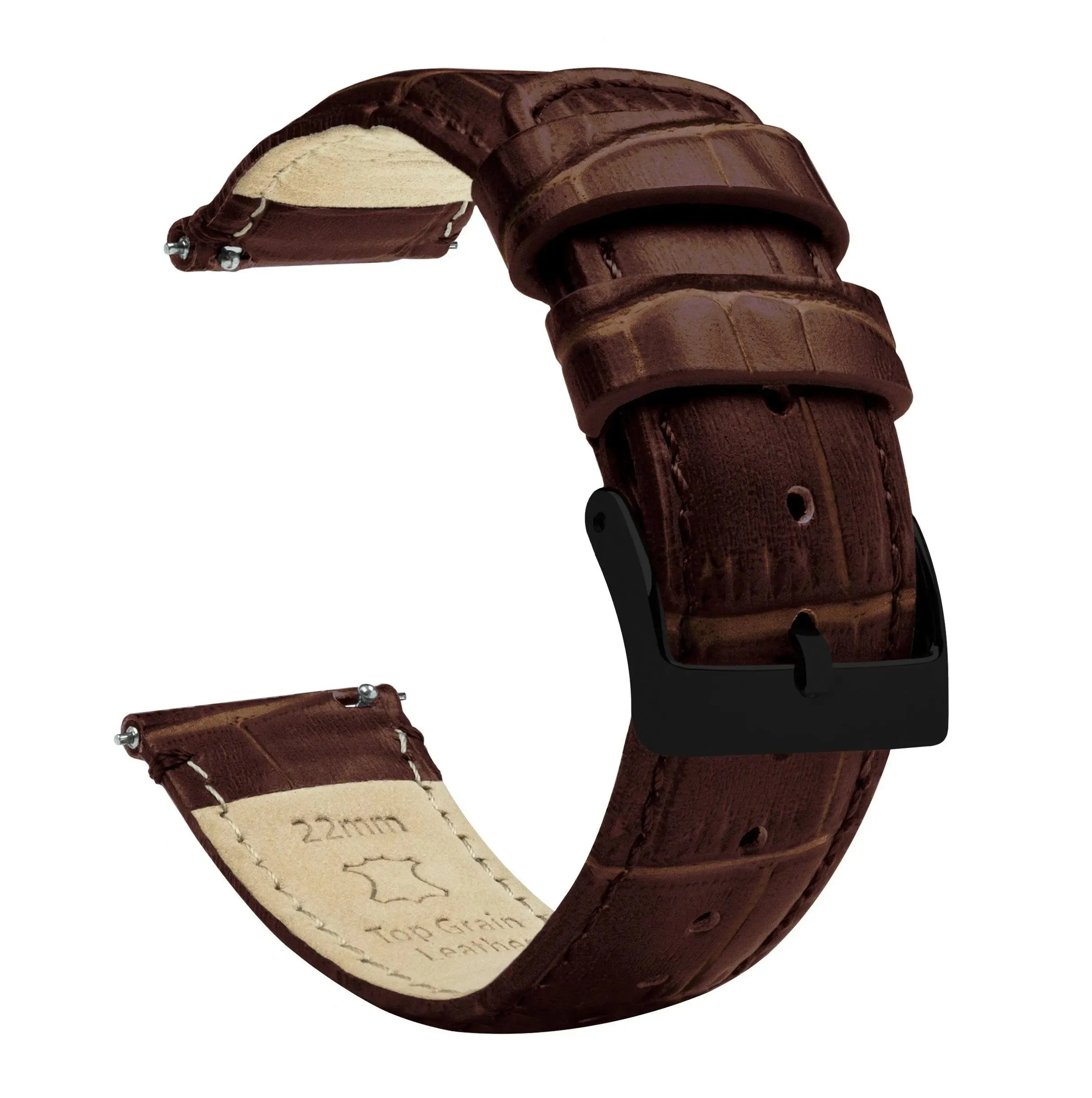 Amazfit Bip Coffee Brown Alligator Grain Leather Watch Band