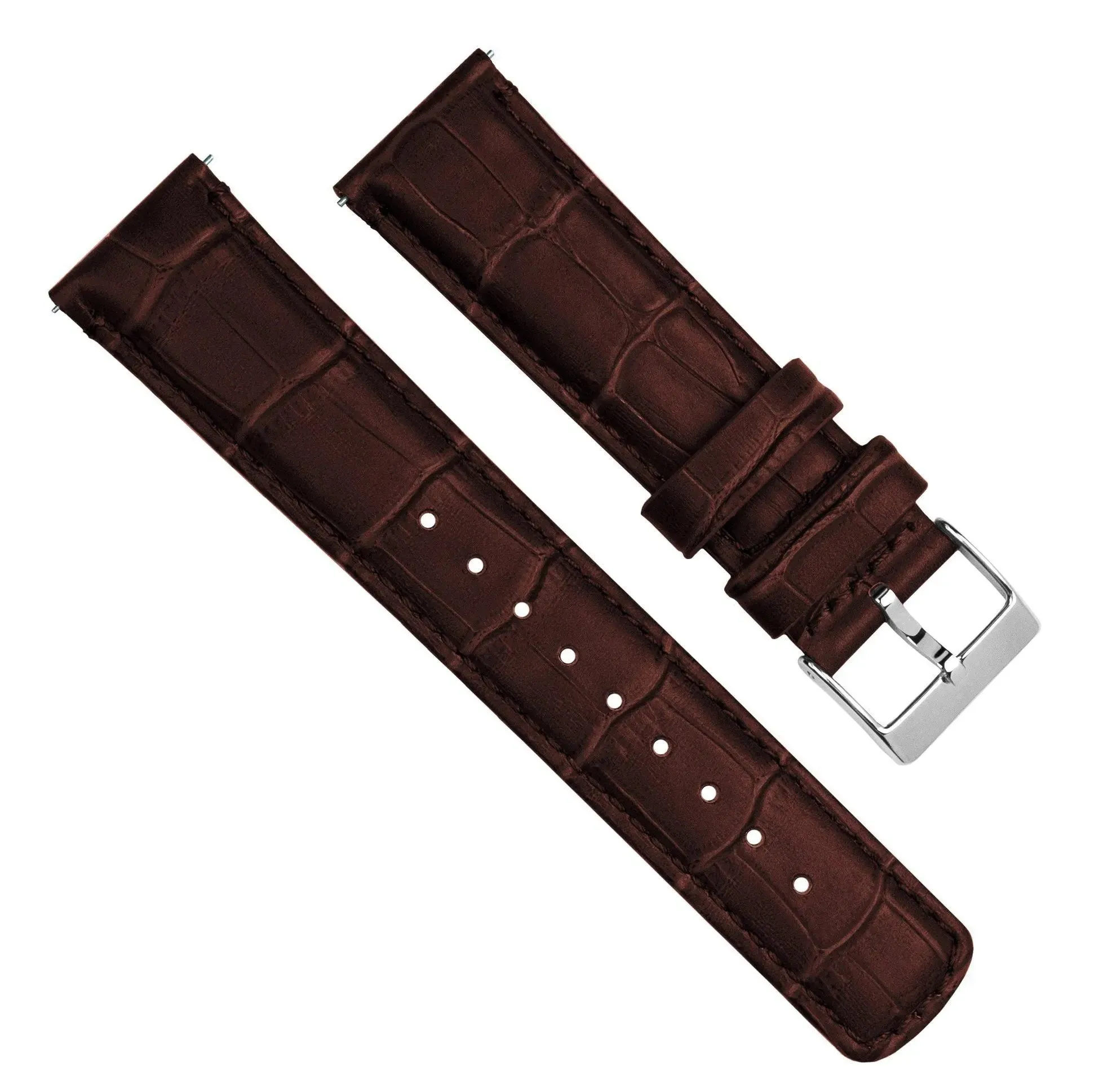 Amazfit Bip Coffee Brown Alligator Grain Leather Watch Band