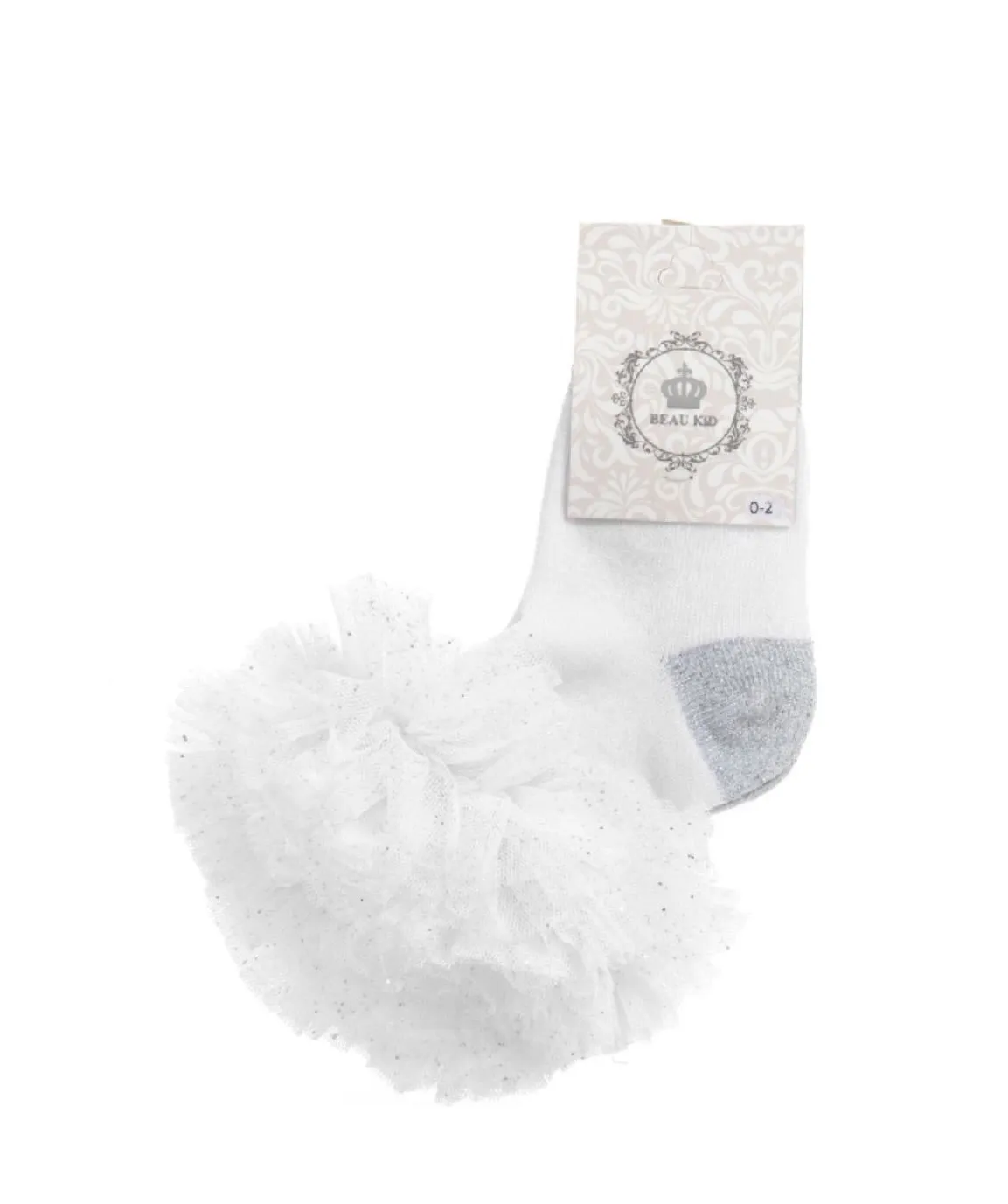 Beau Kid Silver and White Tutu Socks