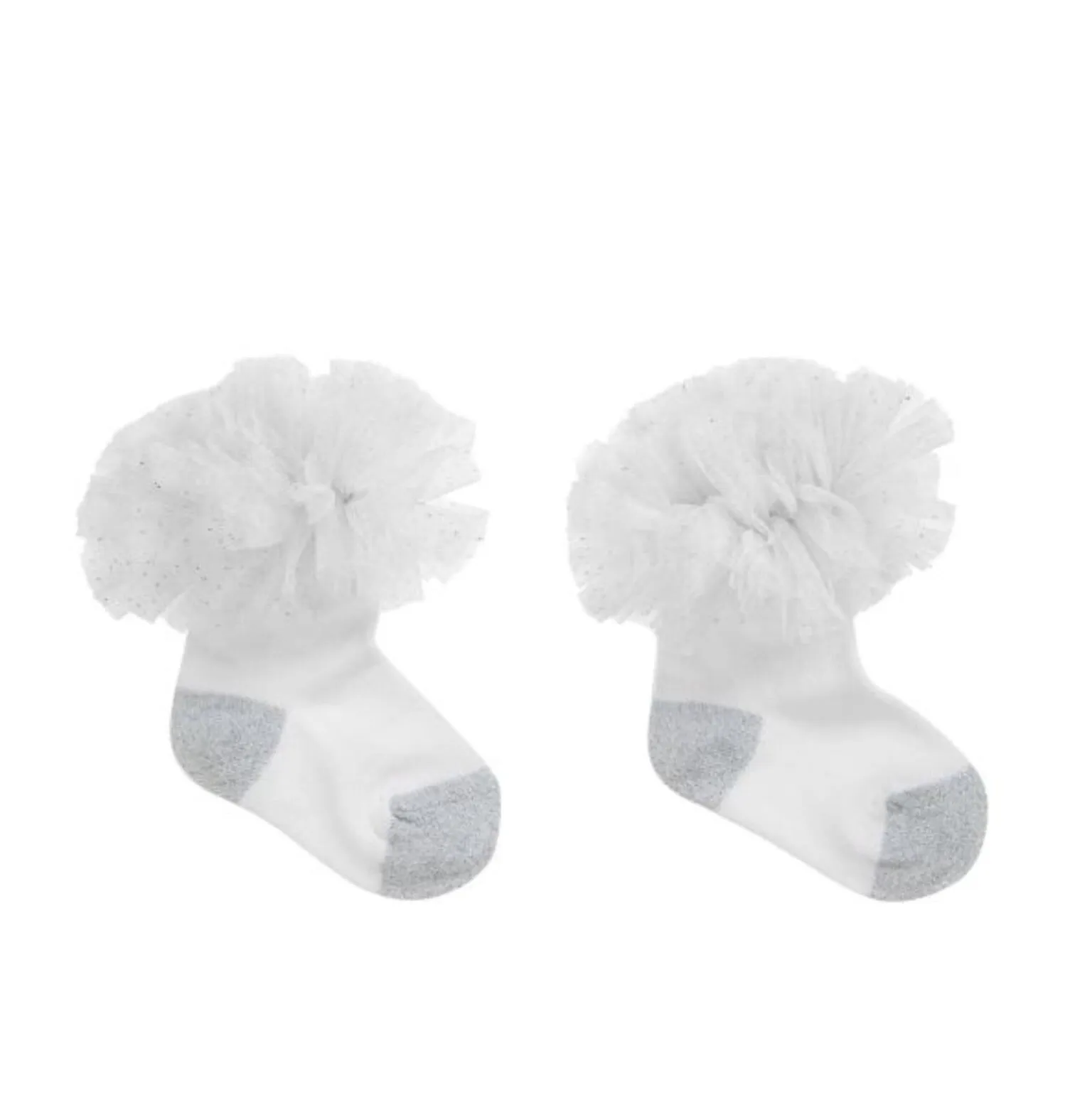 Beau Kid Silver and White Tutu Socks
