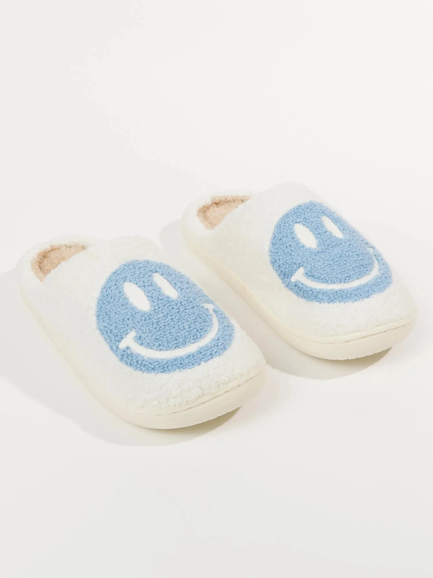 Blue Smiley Slippers