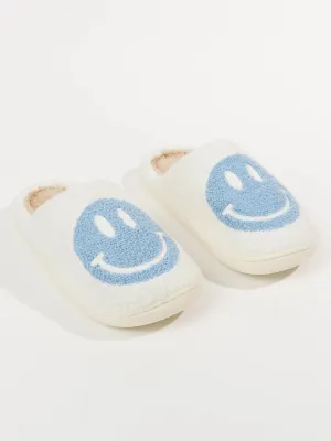 Blue Smiley Slippers