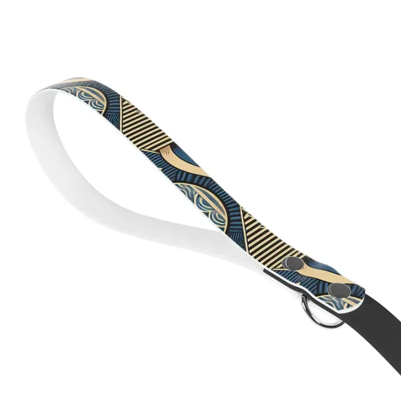 Blue Wavy Print Dog Leash with Ergonomic Handle