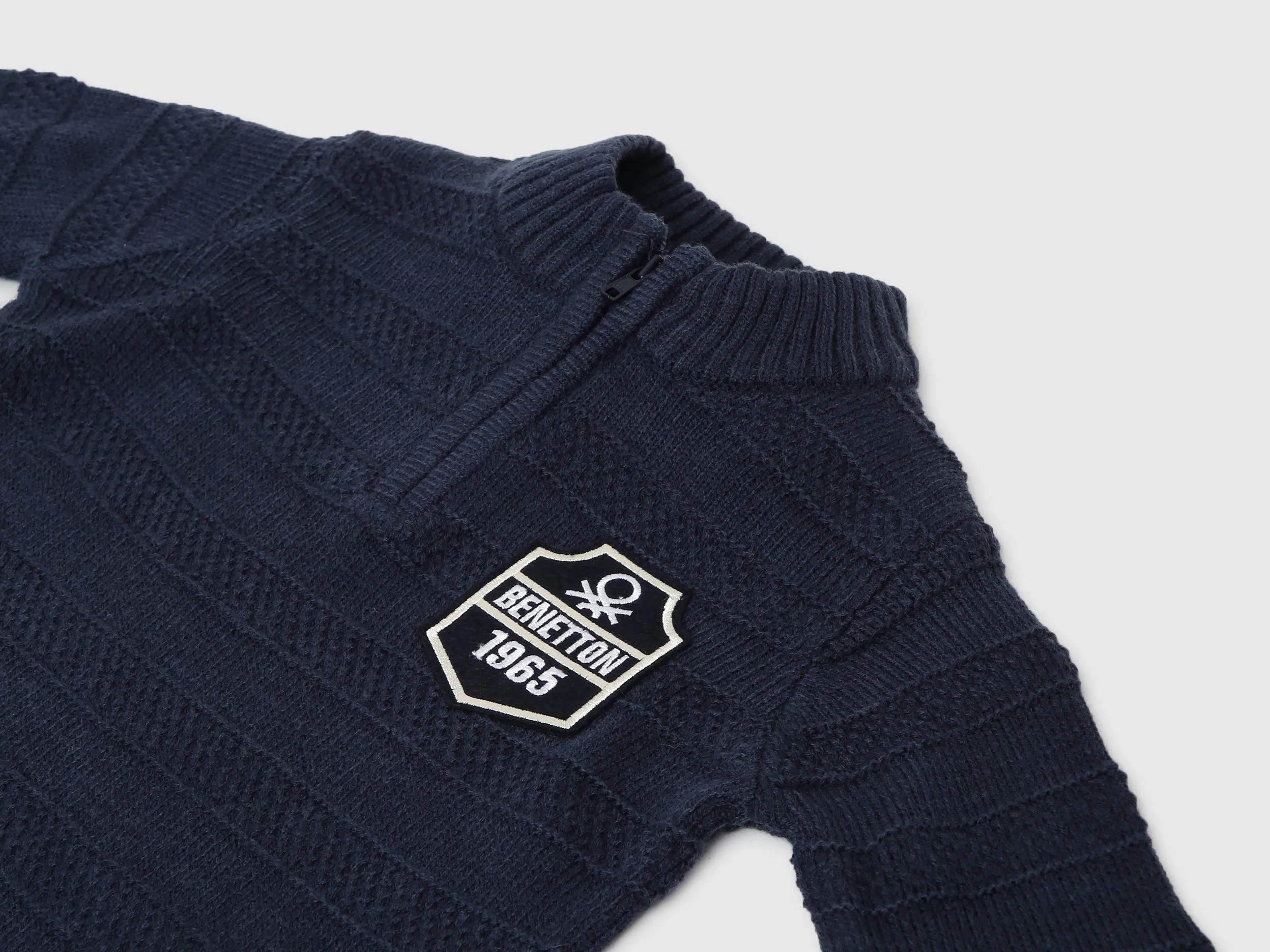 Boys Self Design High Neck Sweater