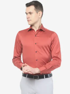 Brick Red Solid Slim Fit Party Wear Shirt | Wyre
