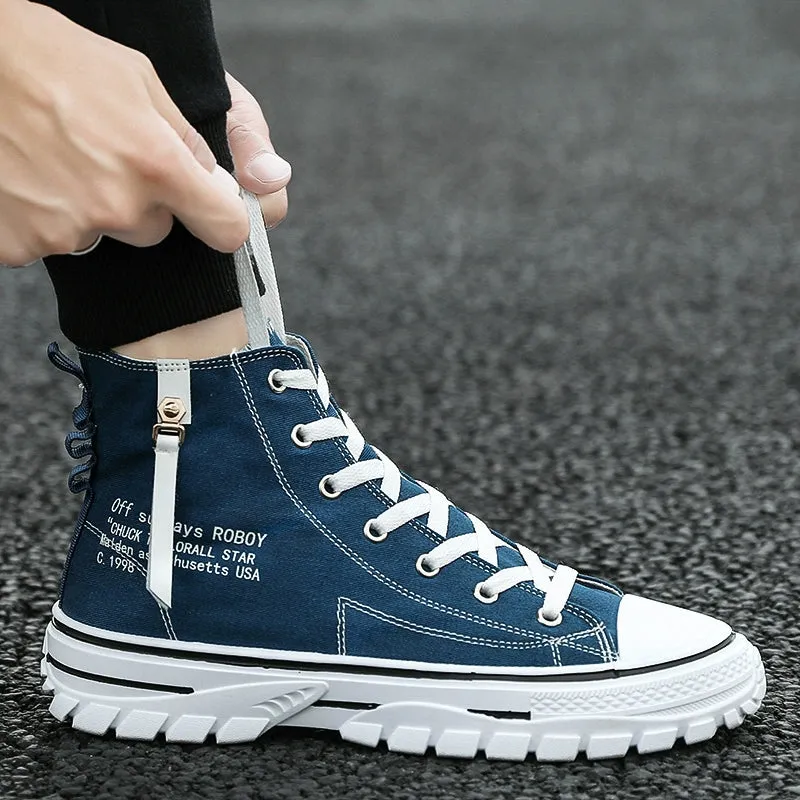 Canvas Summer Heightening Student Leisure Black Men's Shoes