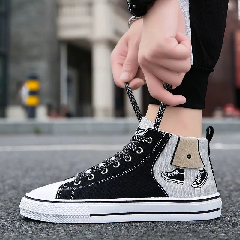 Canvas Summer Heightening Student Leisure Black Men's Shoes