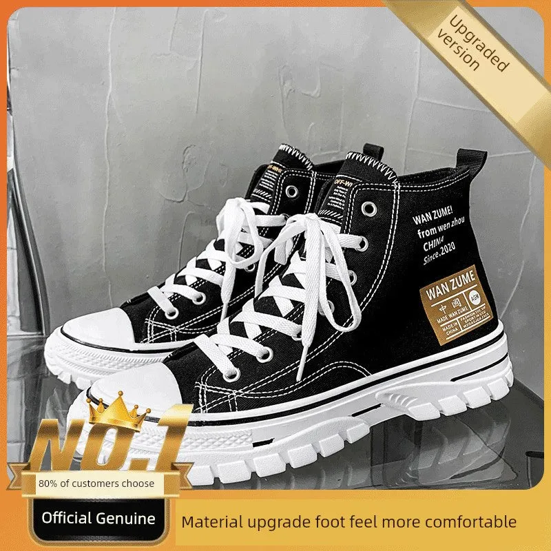 Canvas Summer Heightening Student Leisure Black Men's Shoes
