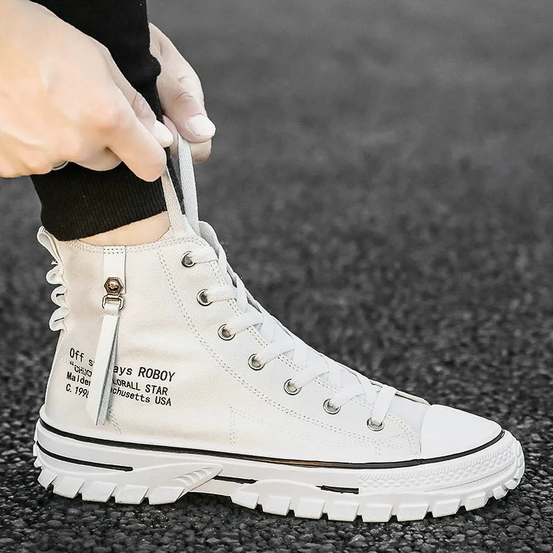 Canvas Summer Heightening Student Leisure Black Men's Shoes