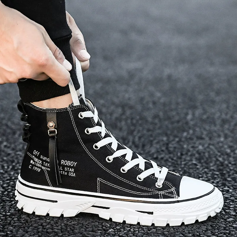 Canvas Summer Heightening Student Leisure Black Men's Shoes