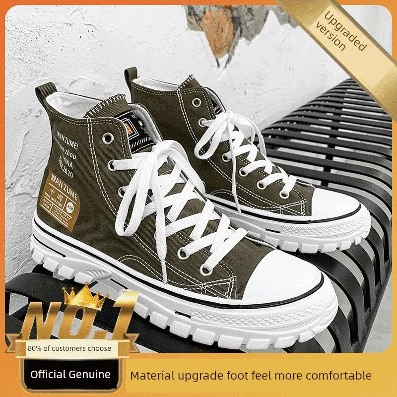Canvas Summer Heightening Student Leisure Black Men's Shoes