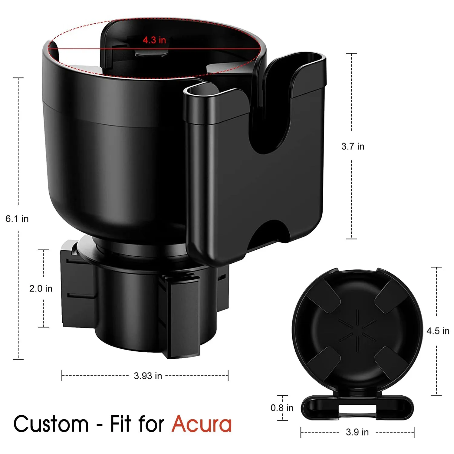 Car Cup Holder 2-in-1, Custom-Fit For Car, Car Cup Holder Expander Adapter with Adjustable Base, Car Cup Holder Expander Organizer with Phone Holder WAAC233
