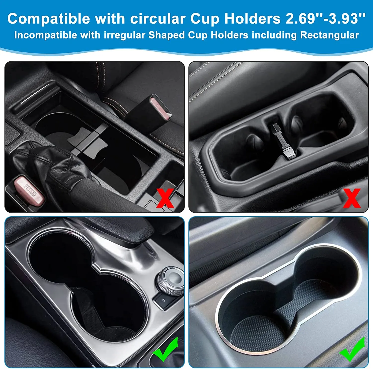 Car Cup Holder 2-in-1, Custom-Fit For Car, Car Cup Holder Expander Adapter with Adjustable Base, Car Cup Holder Expander Organizer with Phone Holder WAAC233