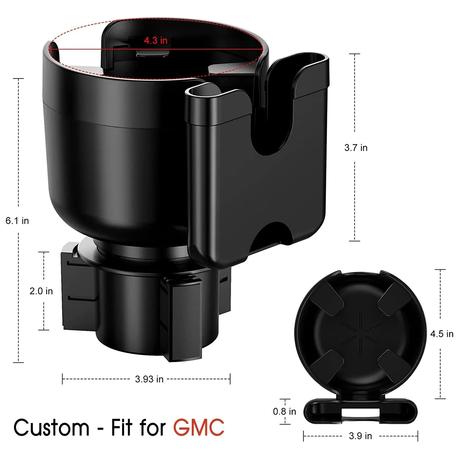 Car Cup Holder 2-in-1, Custom-Fit For Car, Car Cup Holder Expander Adapter with Adjustable Base, Car Cup Holder Expander Organizer with Phone Holder WAWQ233