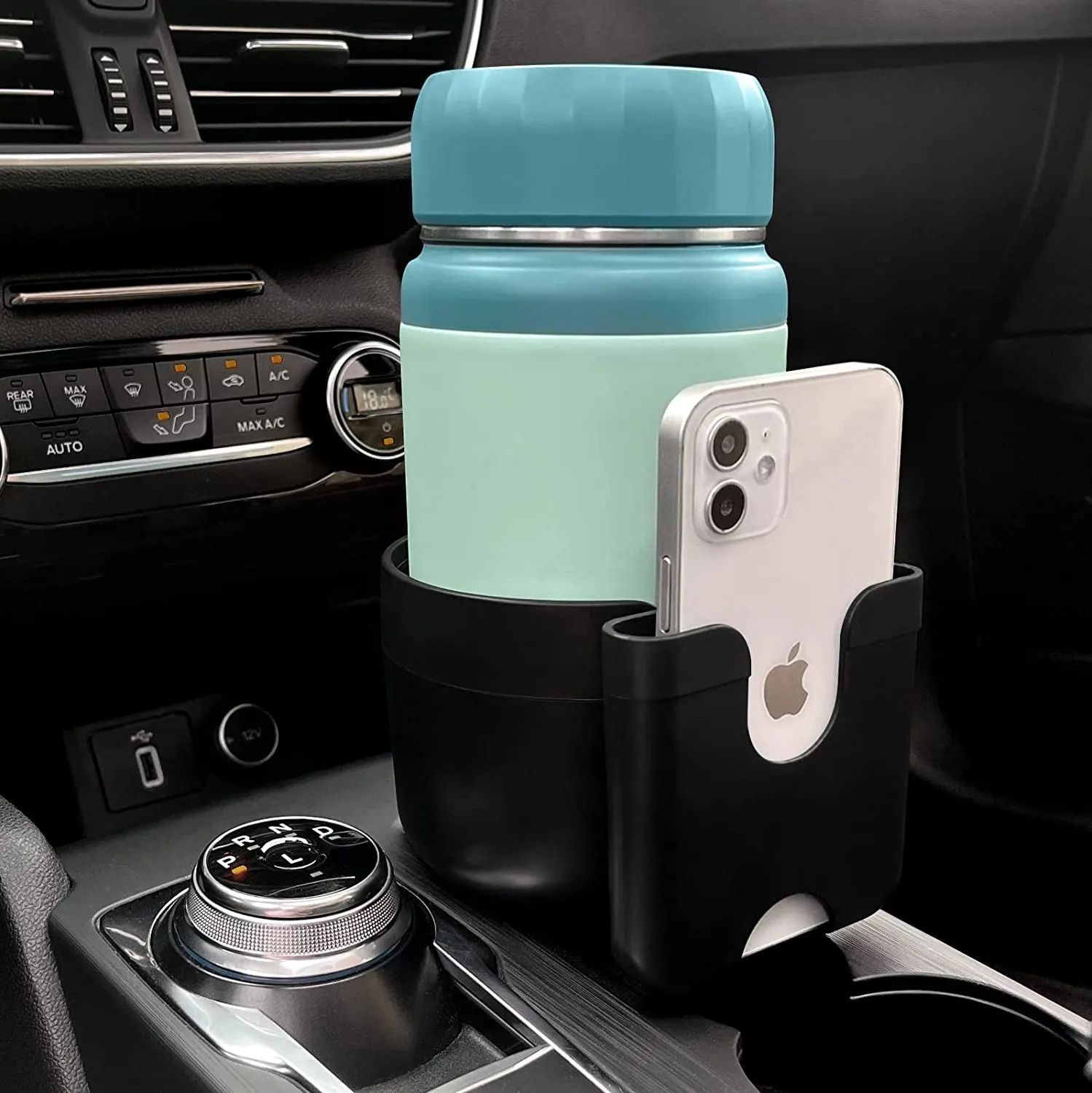 Car Cup Holder 2-in-1, Custom-Fit For Car, Car Cup Holder Expander Adapter with Adjustable Base, Car Cup Holder Expander Organizer with Phone Holder WAWQ233