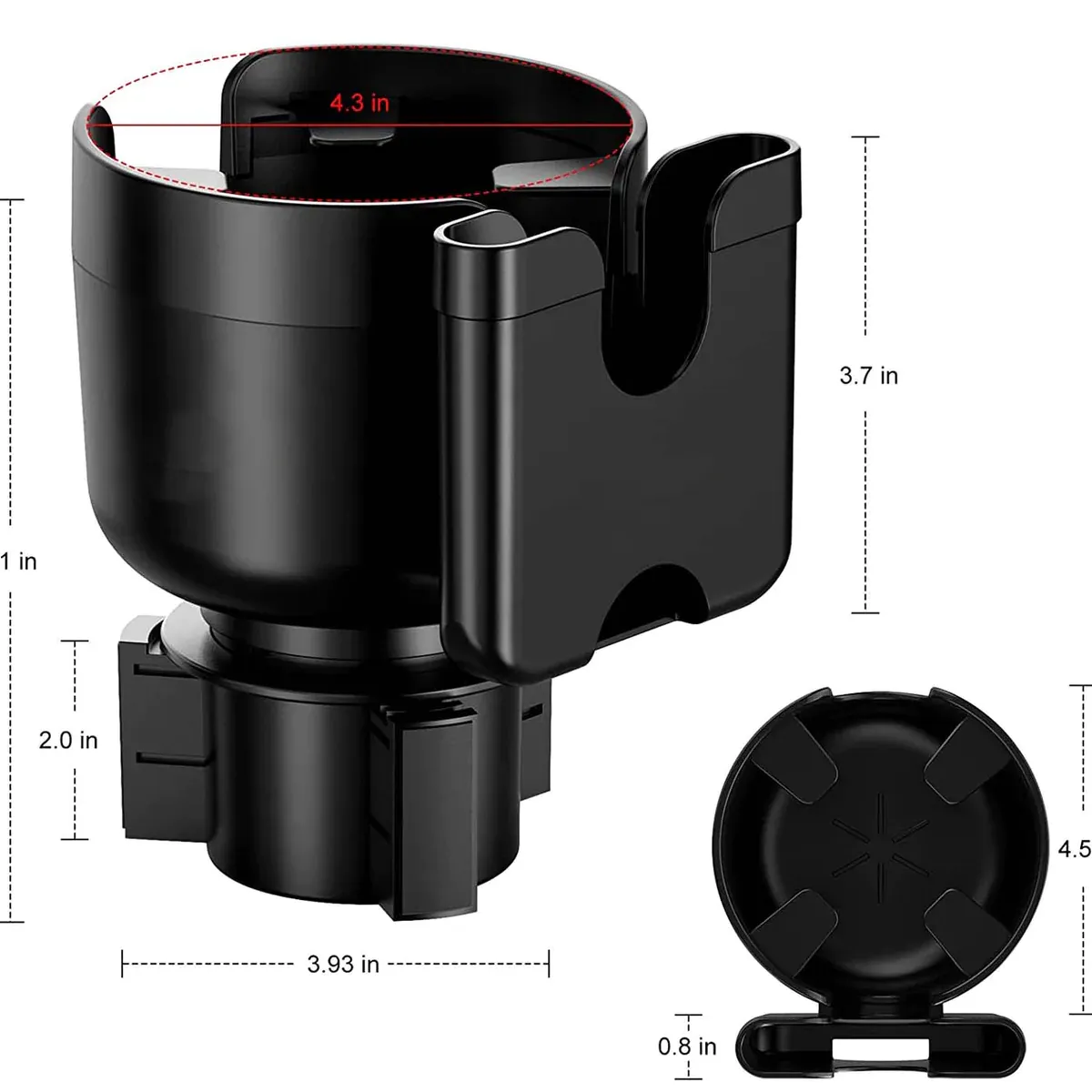 Car Cup Holder 2-in-1, Custom fit for car, Car Cup Holder Expander Adapter with Adjustable Base, Car Cup Holder Expander Organizer with Phone Holder