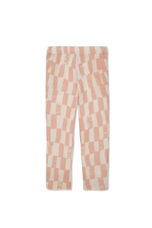 Checkered Kid Linen Pants Natural / Misty Rose