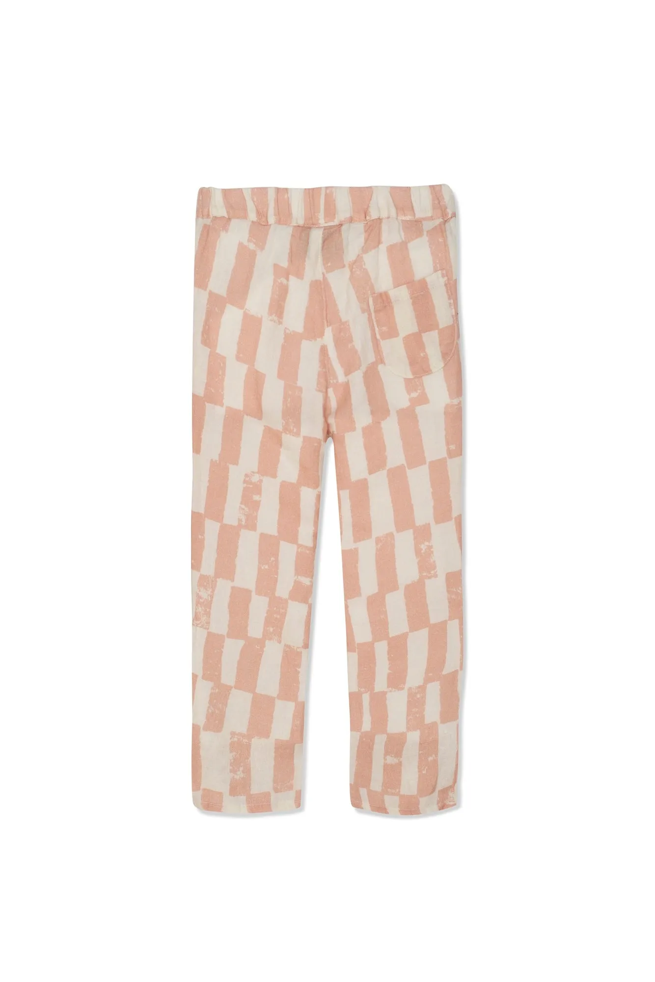 Checkered Kid Linen Pants Natural / Misty Rose