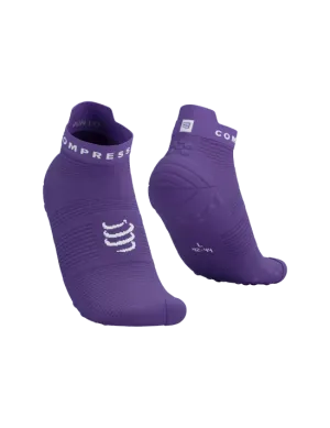 Compressport Unisex's Pro Racing Socks v4.0 Run Low - Royal Lilac/White