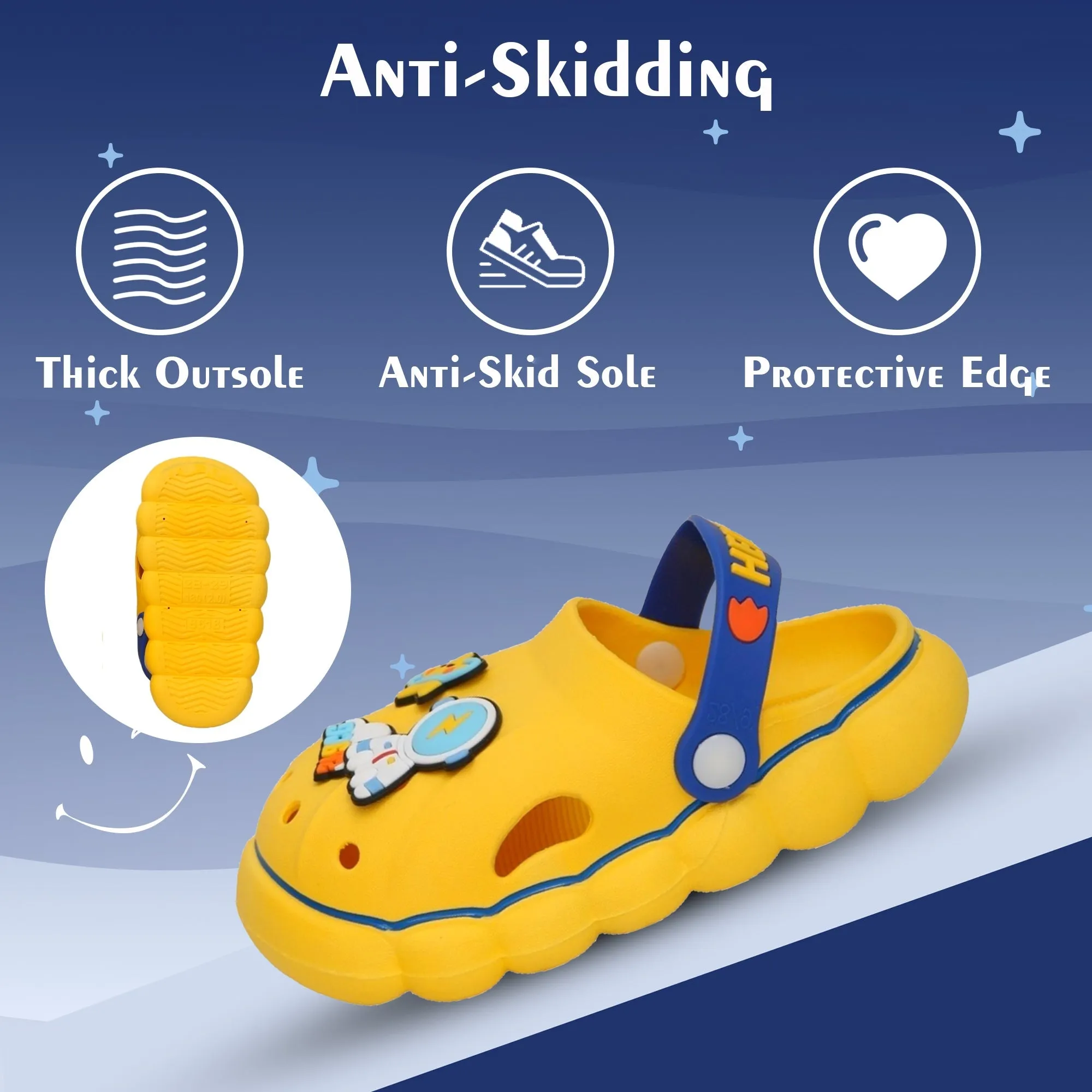 Cosmic Comfort Kids' Yellow Space Clogs - To Infinity and Beyond!