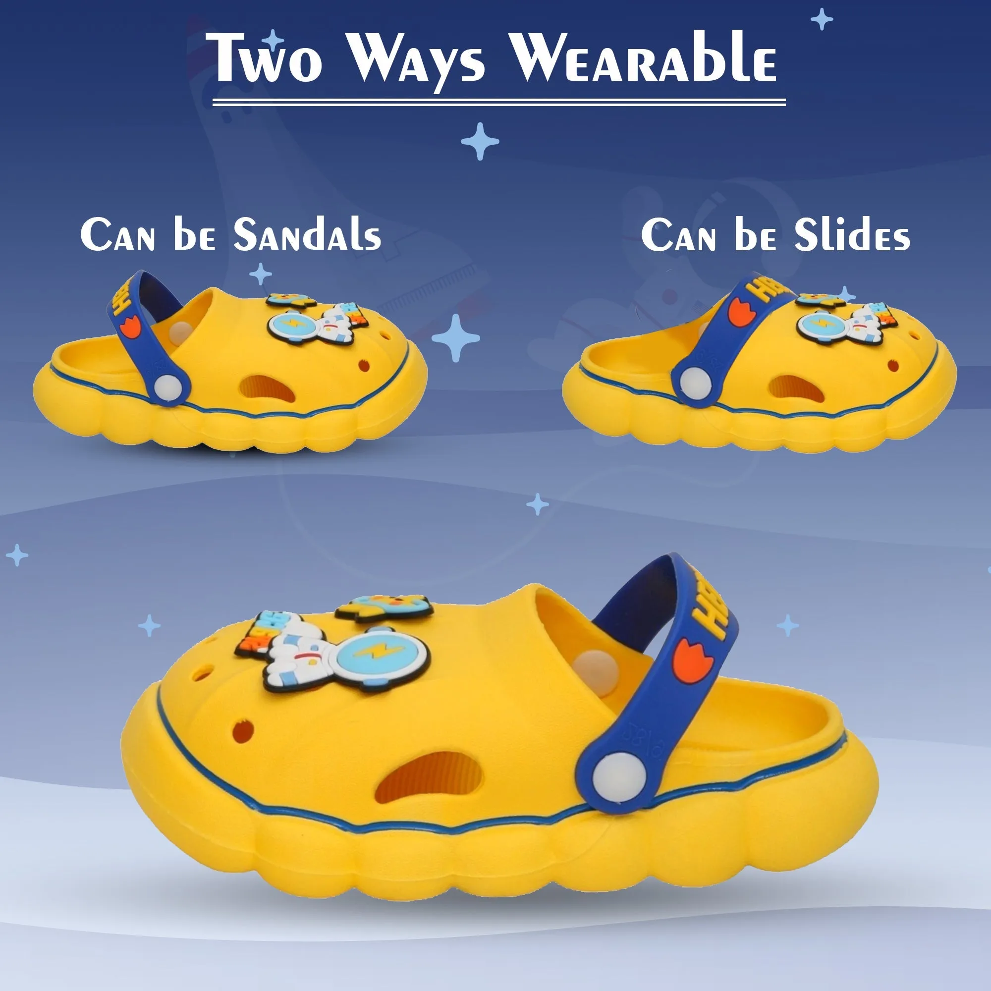 Cosmic Comfort Kids' Yellow Space Clogs - To Infinity and Beyond!