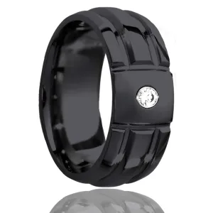 Dome Zirconium Band with a Platinum Inlay Ring