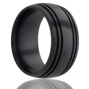 Dome Zirconium Ring with Four Grooves