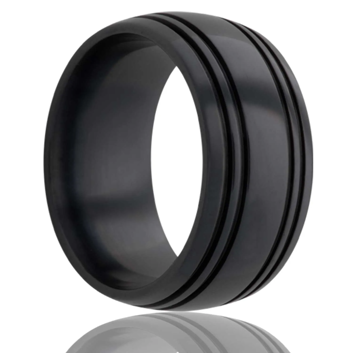 Dome Zirconium Ring with Four Grooves