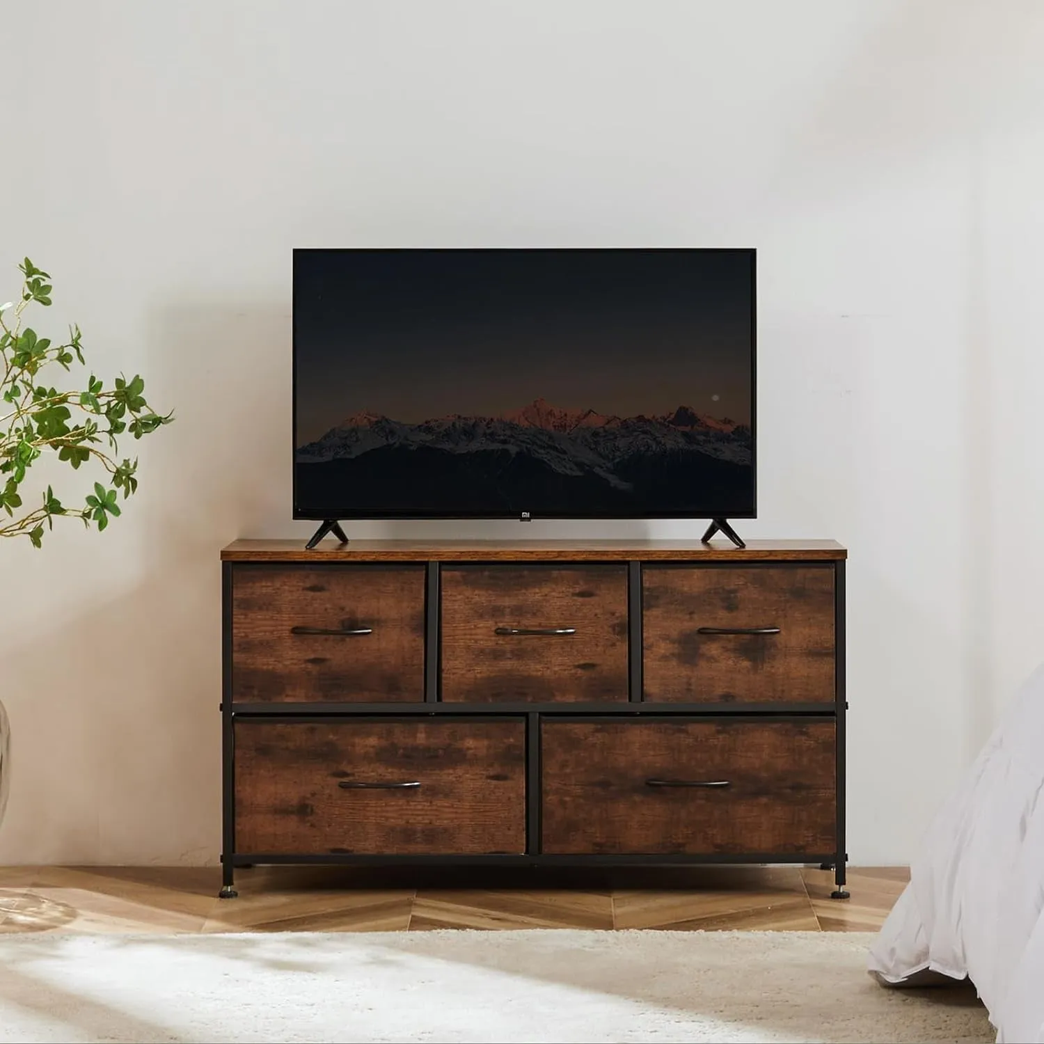 Dresser for Bedroom with 5 Drawers, Wide Chest of Drawers, Fabric