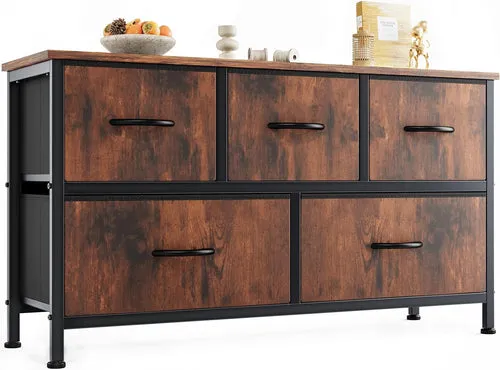 Dresser for Bedroom with 5 Drawers, Wide Chest of Drawers, Fabric