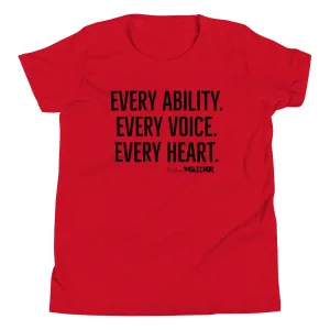 Every Ability. Every Voice. Every Heart. Youth Short Sleeve Tee