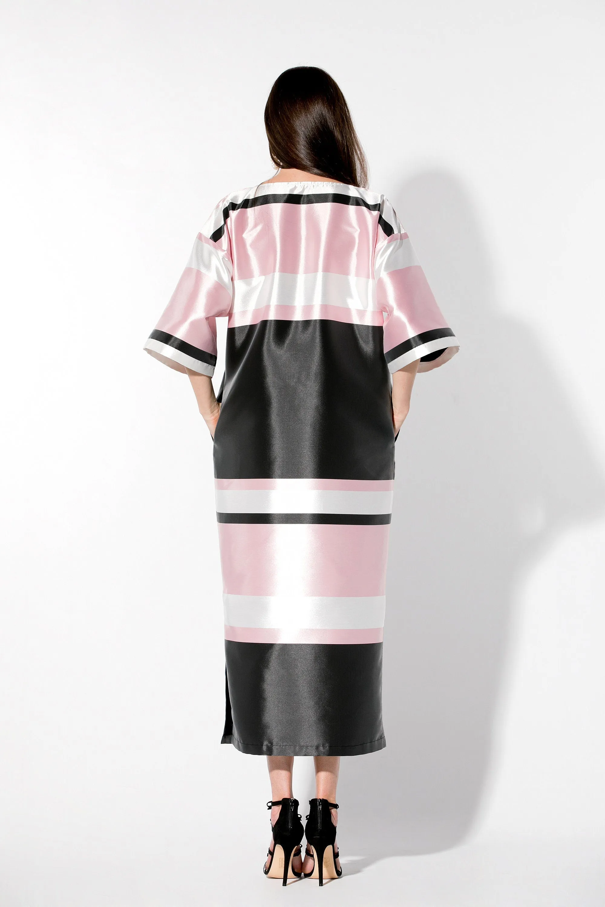 Extravagant Dress, Cocktail Dress, Elegant Maxi Dress, Color Block Dress, Stripe Dress, Formal Dress, Pink Dress, Loose Fit Dress