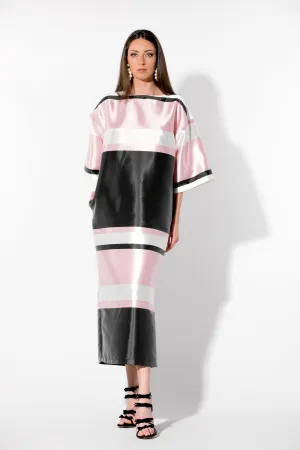 Extravagant Dress, Cocktail Dress, Elegant Maxi Dress, Color Block Dress, Stripe Dress, Formal Dress, Pink Dress, Loose Fit Dress