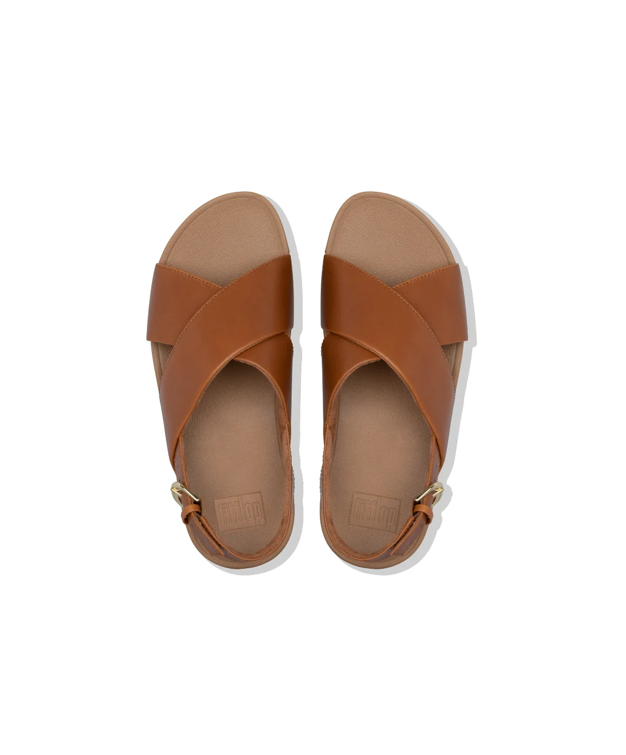 FitFlop Lulu Leather Cross Back Strap Sandals Light Tan