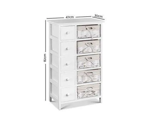 Five Basket Storage Drawers - White