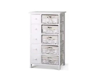 Five Basket Storage Drawers - White
