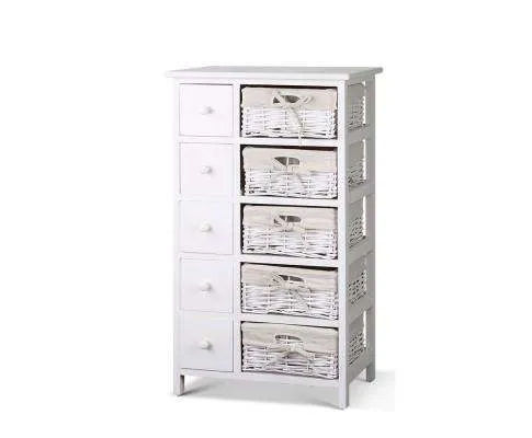 Five Basket Storage Drawers - White