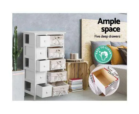 Five Basket Storage Drawers - White