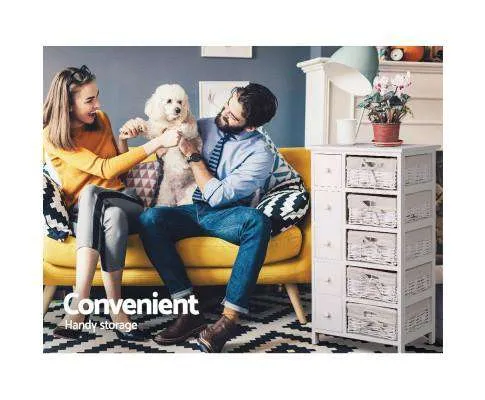 Five Basket Storage Drawers - White
