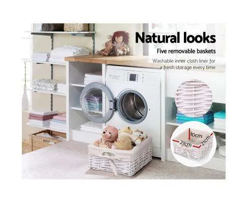 Five Basket Storage Drawers - White