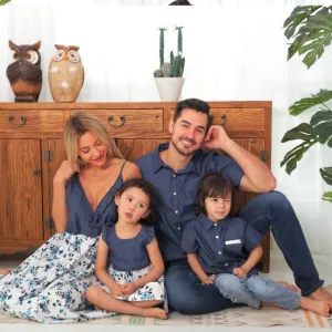 Floral Print Mother Daughter Matching Dress Dad Son T-shirt